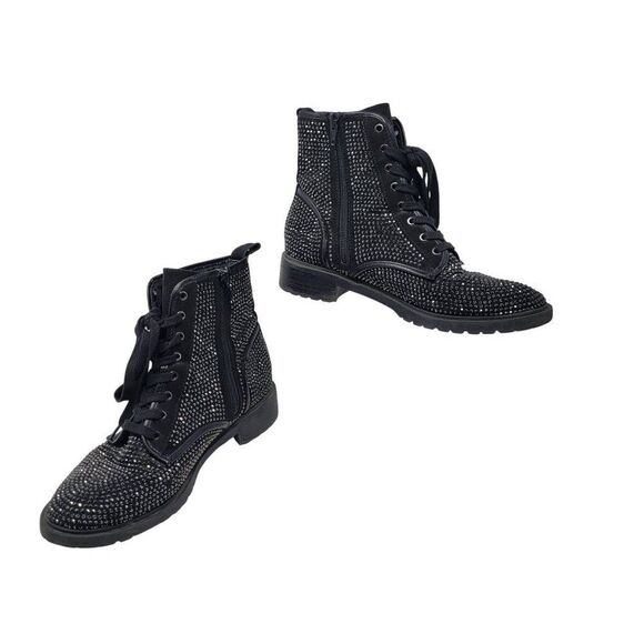 Steve Madden Ozzy Black Studded High Top Sneakers Sz 8M Womens Shoes Combat Glam - Picture 14 of 14